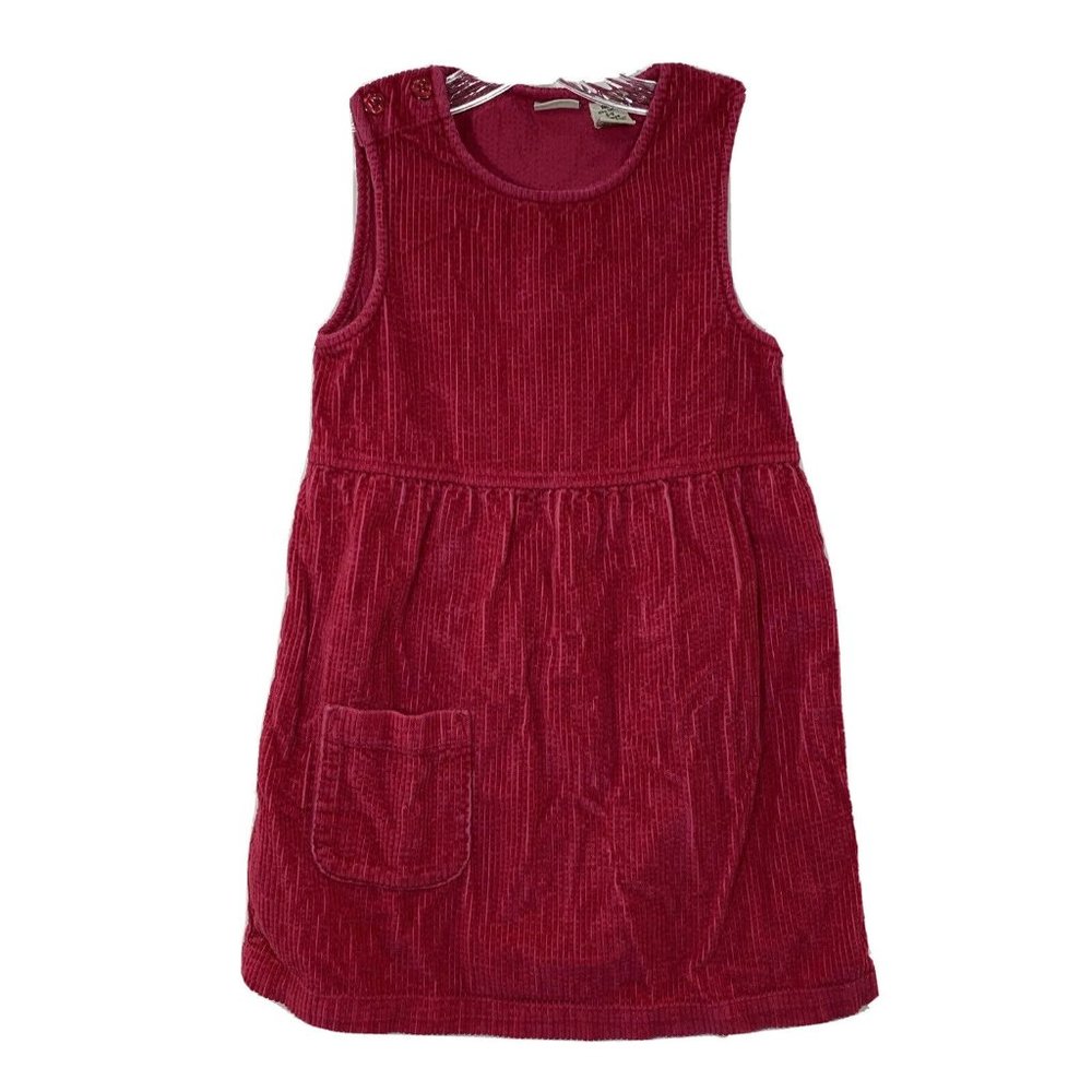 VTG L.L. Bean Girls 5/6 Pinafore Dress Corduroy Bright Pink